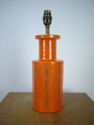 Vintage Mid Century Pottery Lamp Base Aldo Londi Bitossi Italian Orange 35cm