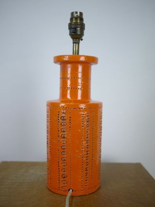 Vintage Mid Century Pottery Lamp Base Aldo Londi Bitossi Italian Orange 35cm 3