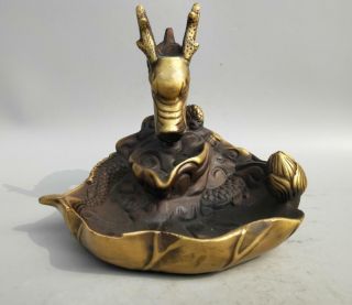antique archaize brass dragon Backflow incense burner 2