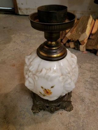 Victorian/vintage/antique Gwtw Style Lamp.  " Fenton ".  Embossed Lions Heads.  3.