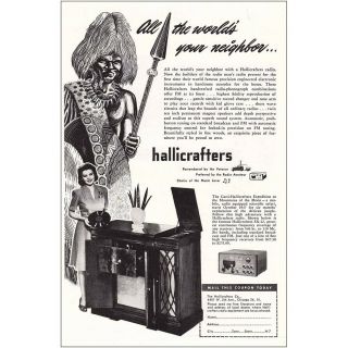 1947 Hallicrafters Radio: All The Worlds Your Neighbor Vintage Print Ad