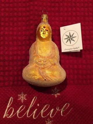 Vintage Christopher Radko Buddha Glass Christmas Ornament