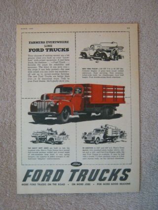 Vintage 1946 Ford Red Heavy Duty Stake Body Farm Farming Trucks Print Ad