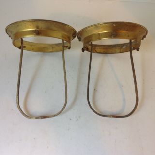 Pair Antique Brass Gas Light 4 " Fitter Lamp Shade Holder Rings Gas Fixture Parts