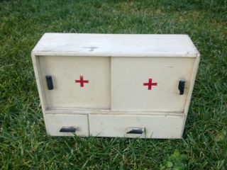 Vintage Wood Medicine Cabinet Apothecary Wall Chest Rustic 60s