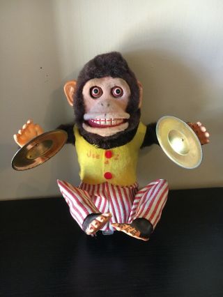 1950s Vintage Daishin Japan Jolly Chimp Monkey With Cymbals Non Creepy