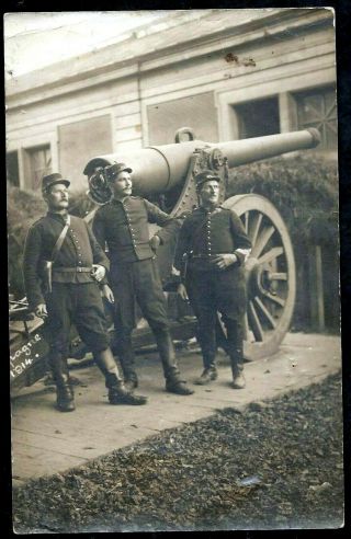 Ww1 - French Soldiers With Field Gun,  Top Photo,