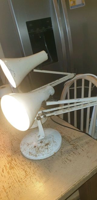 Retro Industrial White Anglepoise Desk Lamps For Restoration