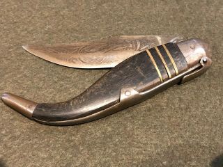 Vintage Ornate Toledo Navaja Clasp Ratchet Lock Pocket Knife