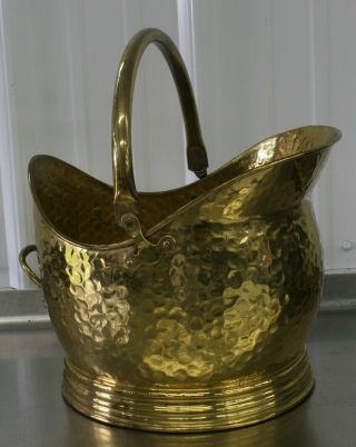 Vintage Brass Coal Ash Scuttle Bucket Fireplace Wood Stove Ashes
