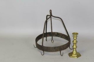 A Early 18th C Wrought Iron Hanging Dutch Crown In Old Grungy Surface