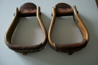 Antique Bent Wood Cowboy Horse Saddle Stirrups