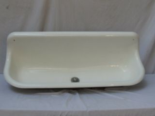 Antique Cast Iron White Porcelain Trough Sink With Back Splash 48 " Long