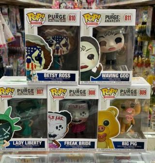 Funko Pop Movies The Purge Set Of 5 Vinyl Figure With.  5mm Pop Protector