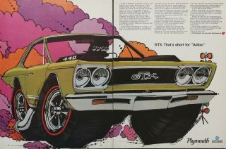 Vintage 1968 Plymouth Gtx Two Page Ad