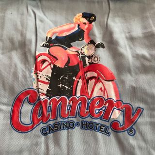 Cannery Casino & Hotel Las Vegas Bowling Style Shirt W Pin Up Girl Motorcycle Xl