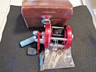 Vintage Abu Garcia Ambassadeur 5000 Casting Fishing Reel & Leather Case & Tools