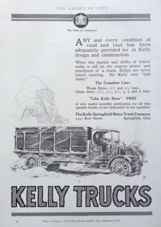 1916 Ad (k10) Kelly - Springfield Motor Truck Co.  Ohio.  " The Titan Of Commerce "