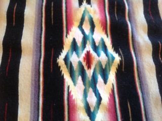 Vintage Mexican Saltillo Serape Wool Wall Hanging/table Runner,  38inch X 15 1/2