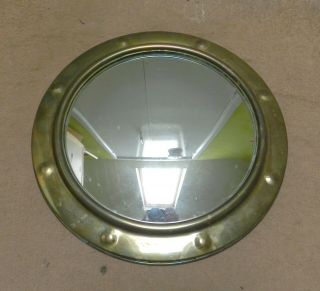 Vintage Brass Convex Porthole Mirror 38cm Diameter