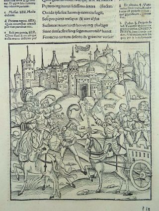 1502 Grüninger Master Incunabula Woodcut Aeneas & Turnus Before Latium