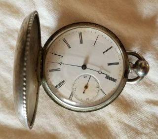 Antique 1800 S Ruby Jeweled Large Hunter Case Key Wind Pocket Watch Sz 18