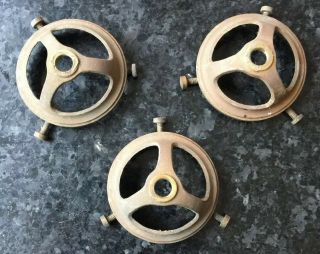 Good Set Of 3 Small Antique Brass Gallery Light Fittings