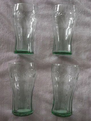 Vintage Set Of 4 Coca - Cola 6oz.  Green Mini - Fountain Glasses (4 1/2 " Tall)