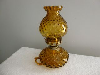 Vintage Oil Burner Lamp,  Amber Color Glass.  Mid Century Lamp.  Made In Hong Kong