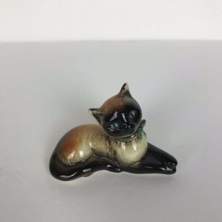 Vintage Goebel West Germany Siamese Kitty Cat Figurine Porcelain Laying Down