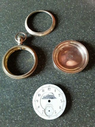 18 Size Columbus Railway King Double Sunk Pocket Watch Dial.  / Fahys No.  1 Case