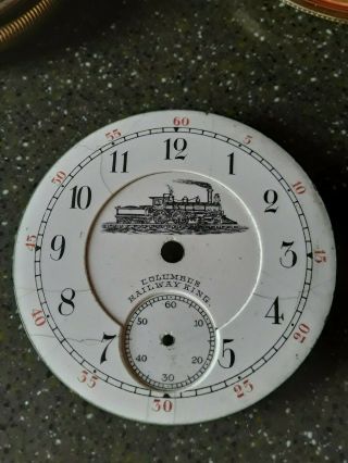 18 size Columbus Railway King Double Sunk Pocket Watch Dial.  / Fahys No.  1 Case 2