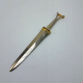 Vintage Gold Tone Metal Letter Opener 9 1/4 " Sword Shape