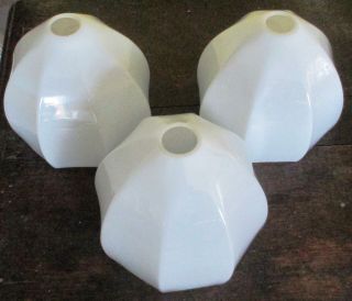 Set Of 3 White Milk Glass Lamp Shades,  Antique Vintage