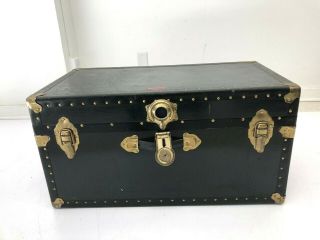 Vintage Black Steamer Trunk Industrial Wood Chest Coffee Table Toy Box Luggage