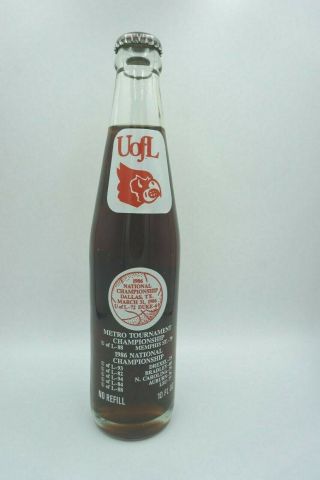 1986 University of Louisville National Champs basketball Coca - Cola Bottle Coke 2