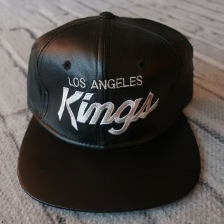 Vintage 90s Los Angeles Kings Leather Strapback Hat By Sports Specialties