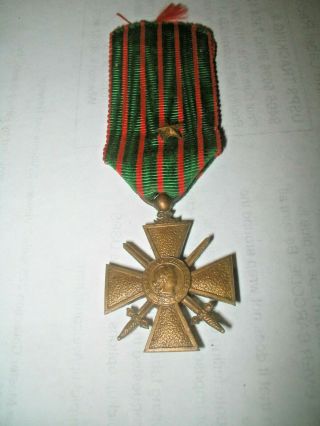 French Ww1 Croix De Guerre War Cross W/star 1914 - 18