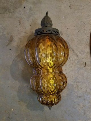 Victorian/vintage/antique Amber Glass Pendant Lamp,  For.