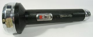 Vintage 1965 Trailblazer Large 3 Cell Black With Chrome Head Black Flashlight