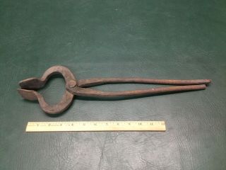 Antique Hand Forged Cast Iron Blacksmith Tongs Tool