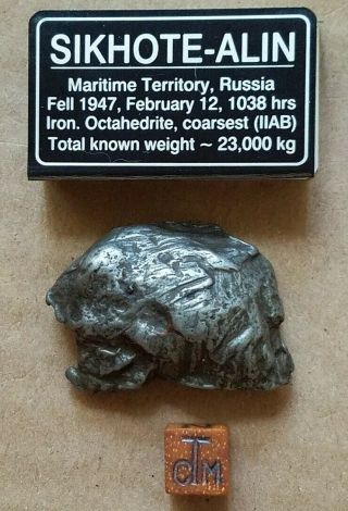 Sikhote - Alin Meteorite Shrapnel,  49 Gm,  Oriented,  Flow Lines,  Roll Over Lip