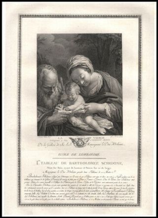 The Italian Renaissance 1808 Engraving Of Bartholomee Schidone 