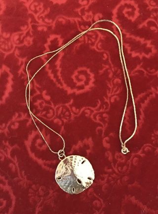 Vintage Jewelry - 1970s Gold Plated Sand Dollar Sea Urchin Pendant Necklace