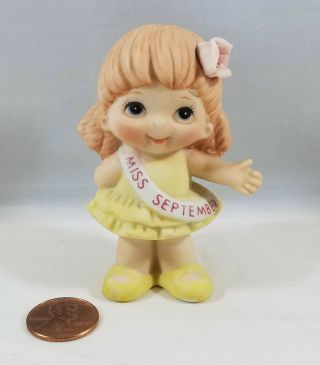 Miss September 3 " Porcelain Doll Of The Month Russ Berrie 9379 Yellow Birthday