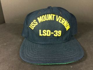 Us Navy Uss Mount Vernon Lsd 39 Rare Vintage Era Snapback Cap Hat
