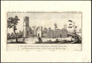 1726 1st Ed Samuel Buck Engraving Harsley Castle Yorkshire England Buck ' s Views 2