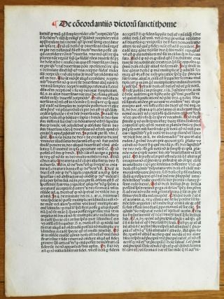 Rubricated Incunable Leaf Folio Thomas Aquinas (23) - 1490 3