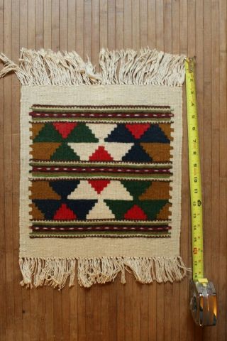Vintage Small Navajo Rug,  Weaving Wall Hanging,  Wool Earth Tones Fiber Art