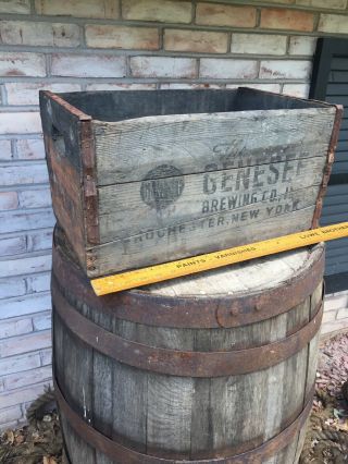 Vintage Wooden Beer Crate Genesee Brewing Company Rochester York Wood Box